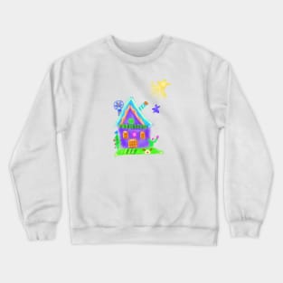 Purple watercolor fairy house Crewneck Sweatshirt